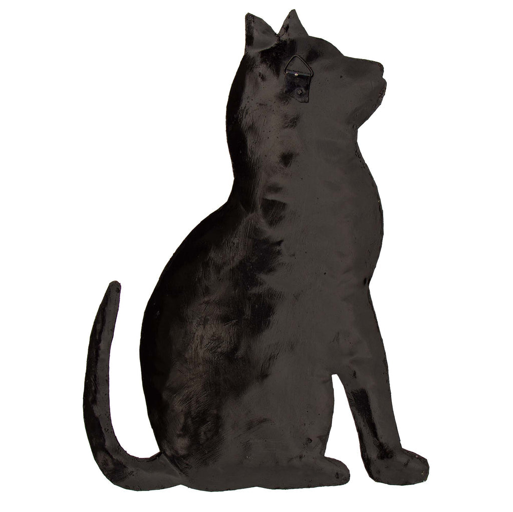Hand-Painted Haitian Steel Drum Wall Art-Thoughtful Kitty-14.5"
