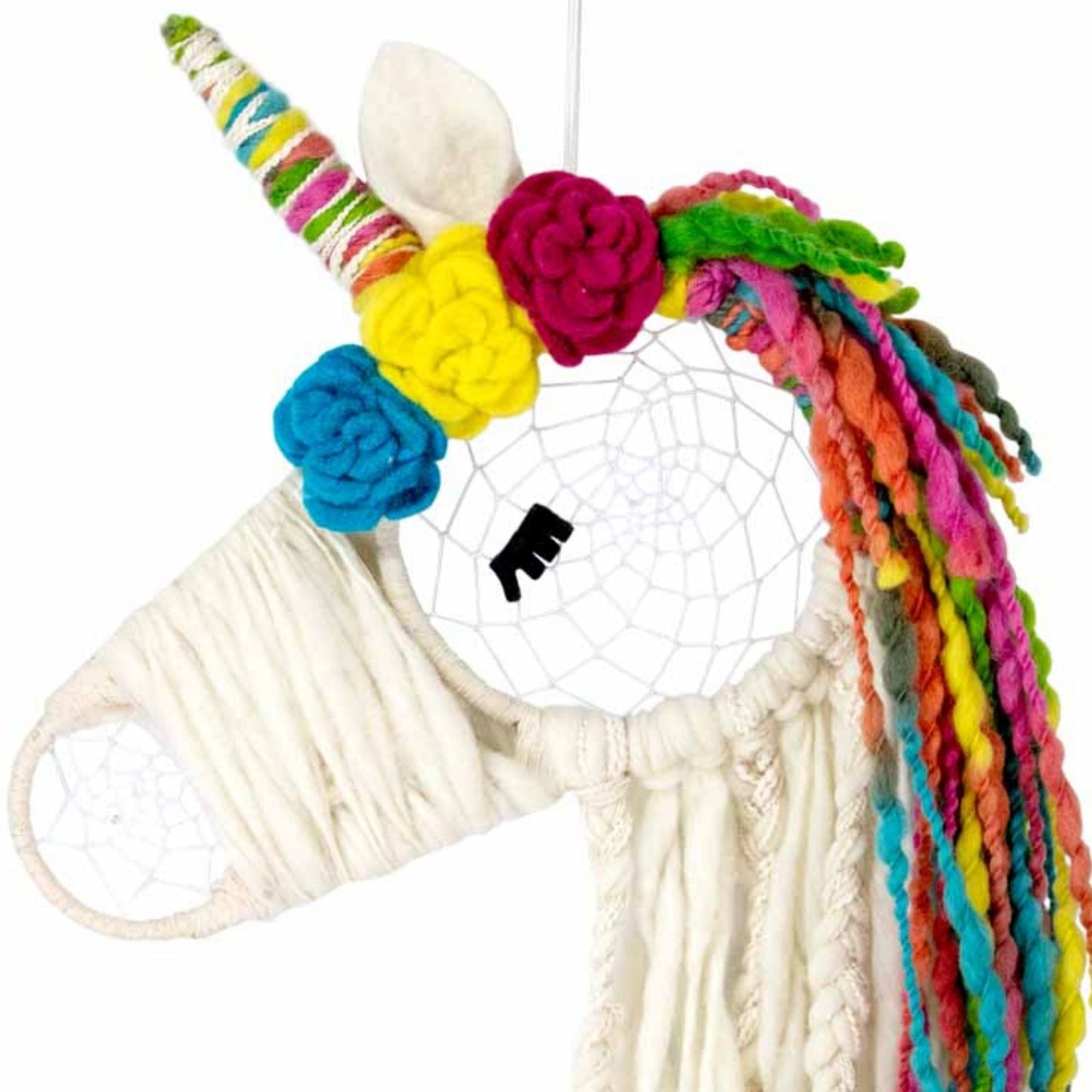 Whimsical Macrame Unicorn Dream Catcher-24" x 14"