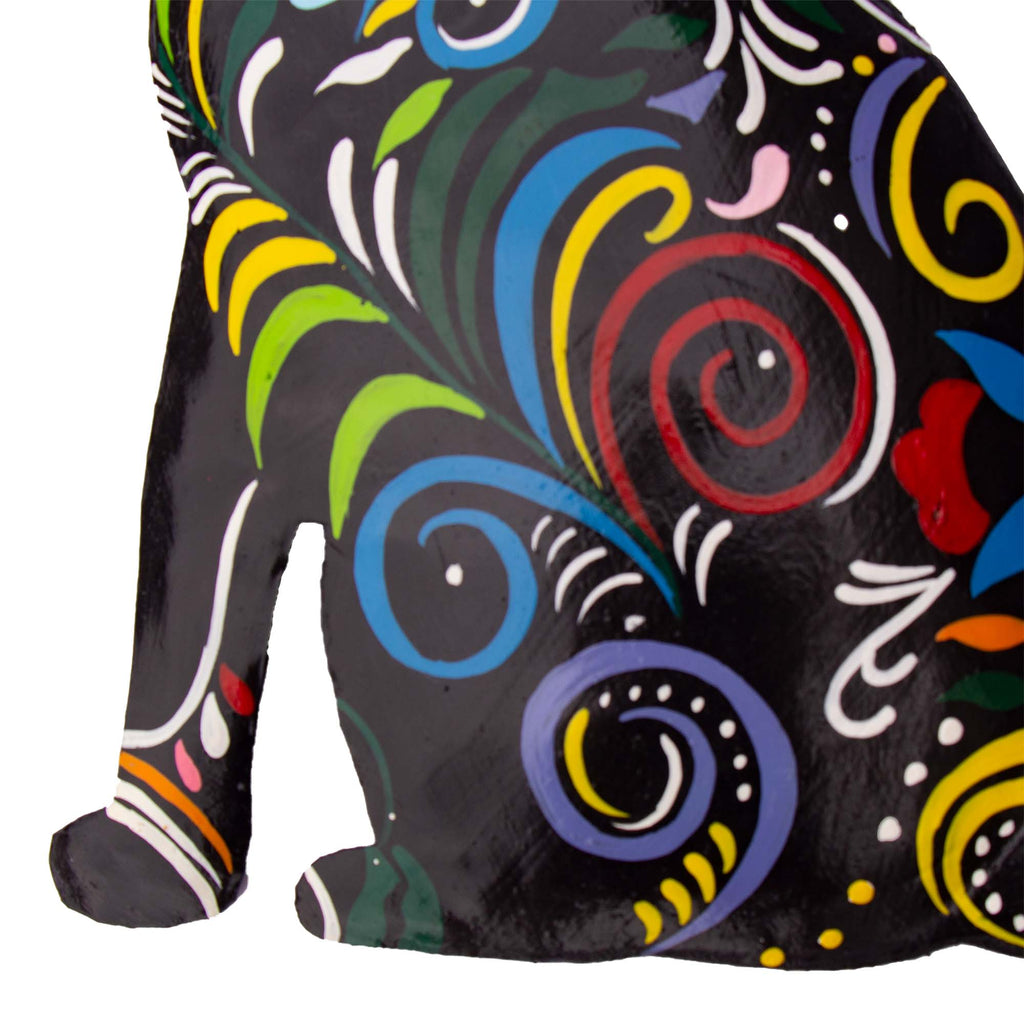 Hand-Painted Haitian Steel Drum Wall Art-Thoughtful Kitty-14.5"