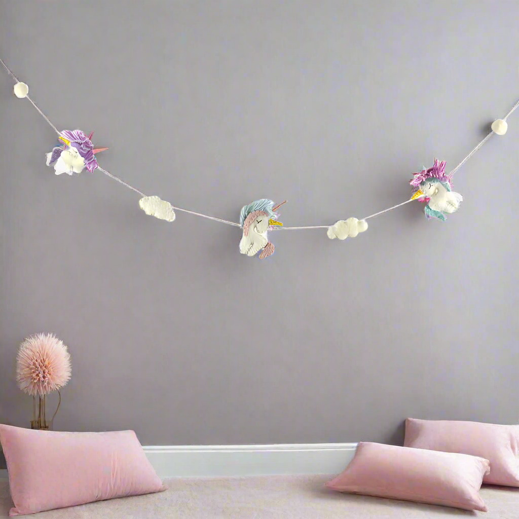 Hand-Felted Unicorn Garland - Kids Room- Wall Hanging-Global Groove-Fair Trade