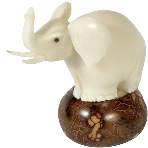 Hand-Carved Elephant Tagua Nut Figurine- Large- Fair Trade-Ecuador
