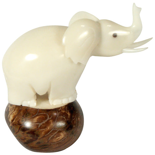 Hand-Carved Elephant Tagua Nut Figurine- Large- Fair Trade-Ecuador