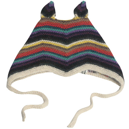 Gorro de bebé de Alpaca tejido a mano-Gorro de bebé con orejas de conejo-Comercio Justo Bolivia