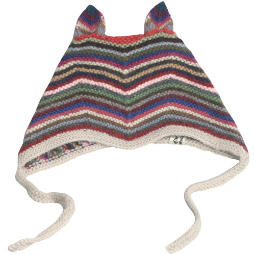 Gorro de bebé de Alpaca tejido a mano-Gorro de bebé con orejas de conejo-Comercio Justo Bolivia