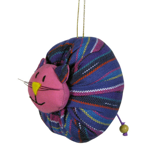 Handmade Plush Cotton Cat Ornament- Recycled Cotton-Fair Trade-Guatemala
