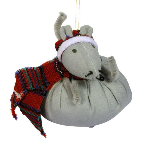 Handmade Plush- Recycled Cotton Christmas Mouse Ornament-Guatemala-Fair Trade