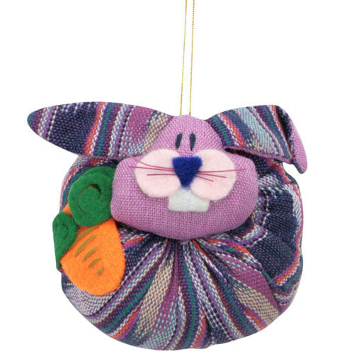 Hand-Crafted Plush Cotton Rabbit Ornament-Easter Rabbit w/ Carrot-Fair Trade-Guatemala