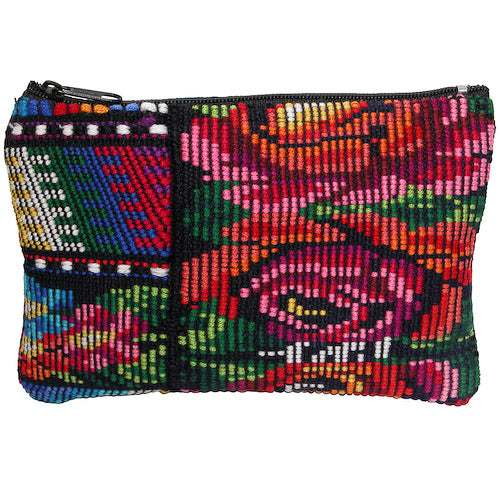 <center>Huipil Zipper Purse - Floral</br>Made in Guatemala from a Recycled Huipil</br>Measures: 6" wide x 4" high</center>