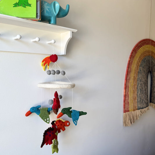 Felt Dinosaur & Volcano Nursery Ceiling Mobile