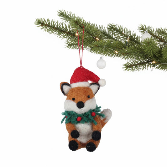 Fox and Wreath Felt Christmas Ornament