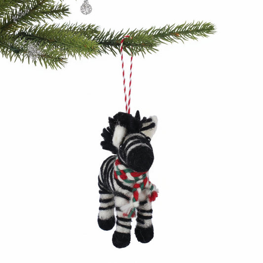 Christmas Zebra Felt Ornament -Handmade and Fair Trade