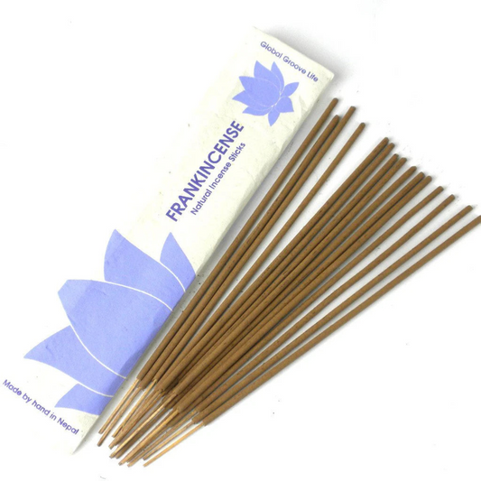 Box of frankincense incense sticks with a white background