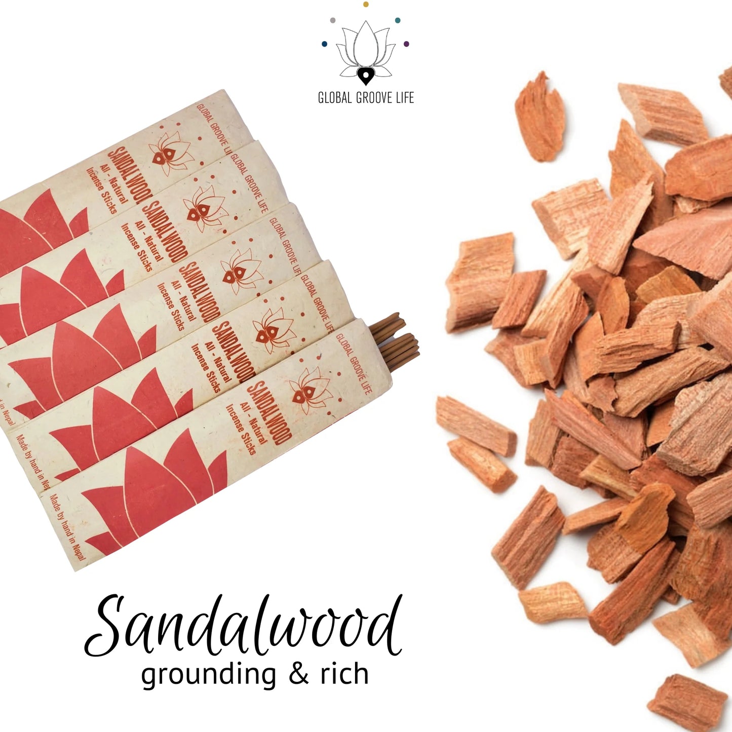 Sandalwood Incense Natural Aromatic Incense Sticks – 150 Count (10 Packs of 15)