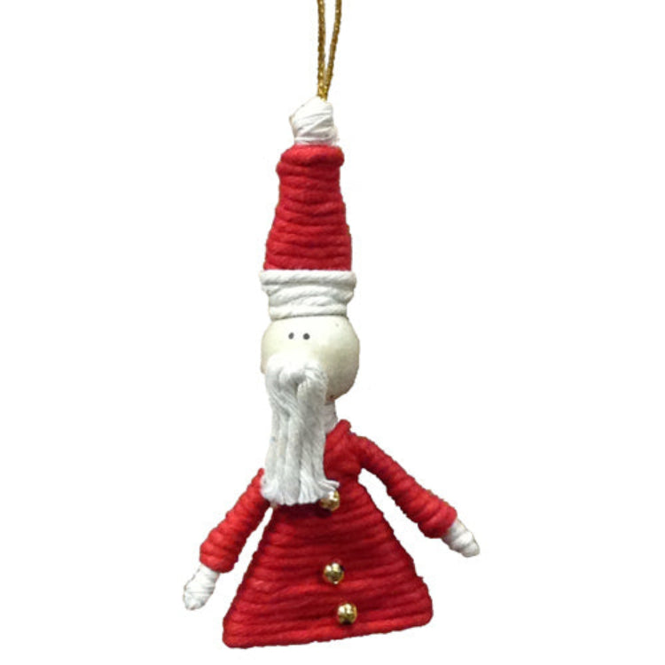 Hand-Crafted Cotton & Wire Santa Claus Ornament -Fair Trade