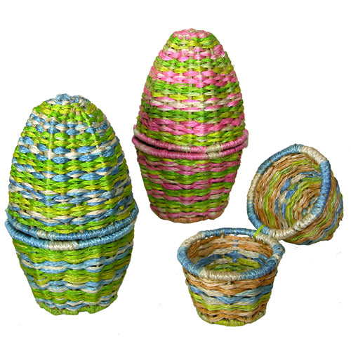 Abaca Egg Baskets - Green- Set of 2