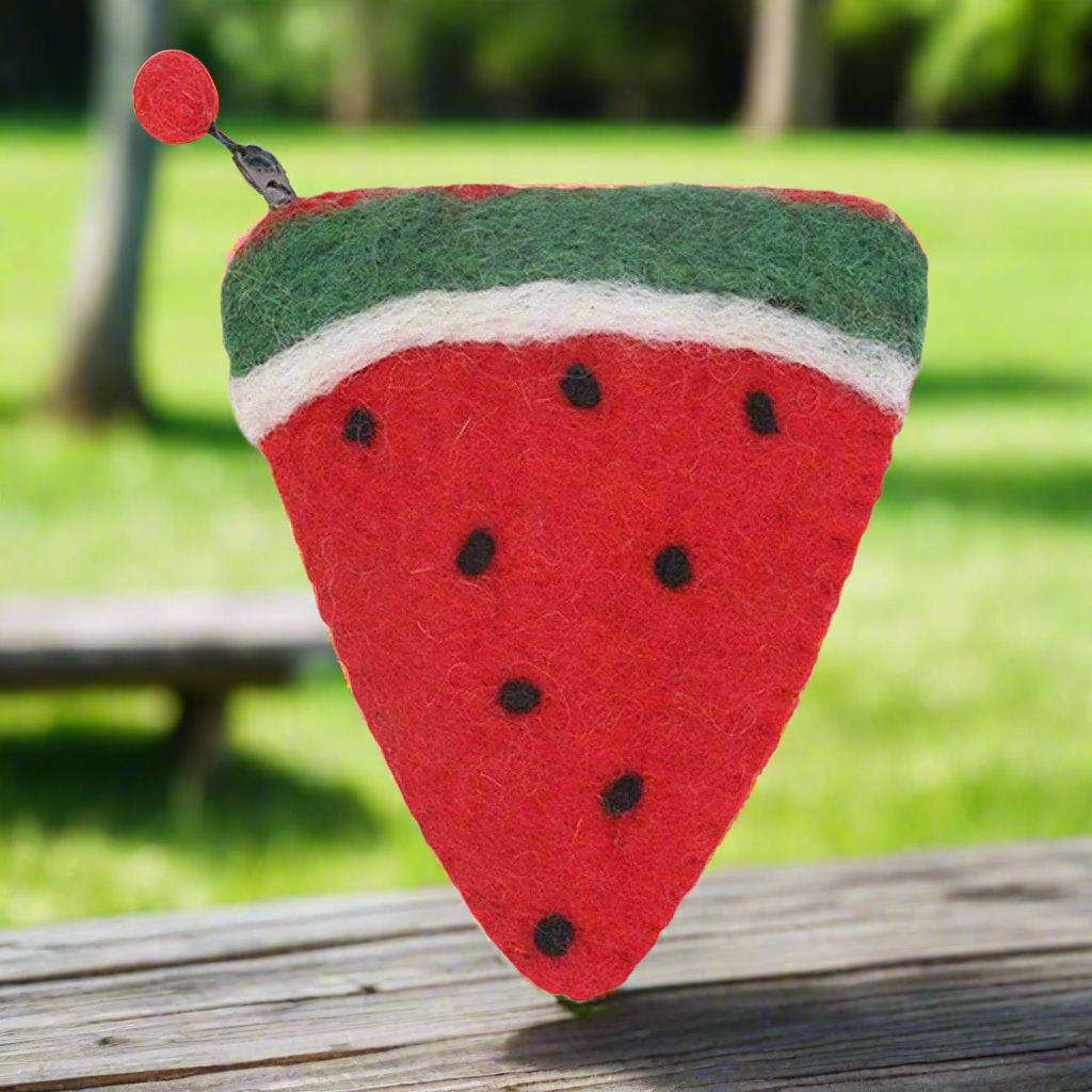 Monedero de fruta de fieltro hecho a mano - Sandía - Global Groove (P)