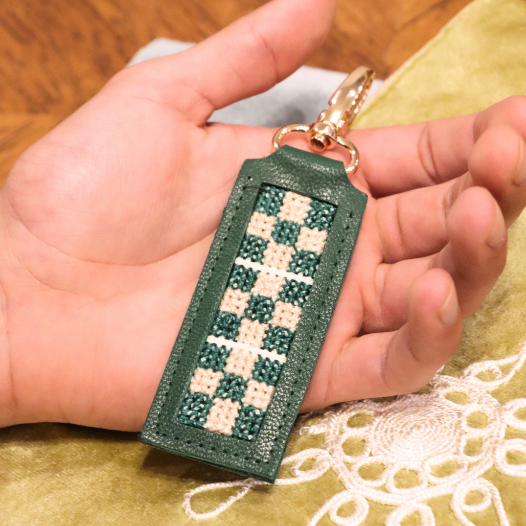 Genuine Leather Tatreez Key Ring- Handmade- Fair Trade