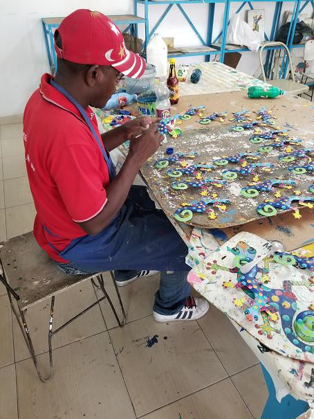 Gecko metálico rayado de ocho pulgadas - Caribbean Craft