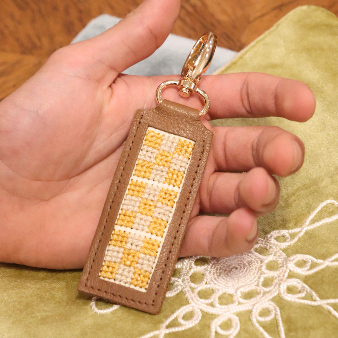 Genuine Leather Tatreez Key Ring- Handmade- Fair Trade