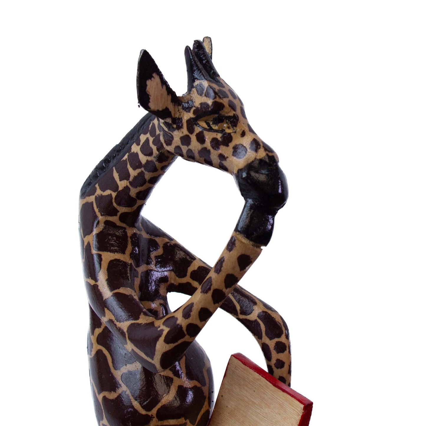 Shelf Sitter-Thinking Giraffe-Hand-Carved Jacaranda Wood Sculpture-Kenya