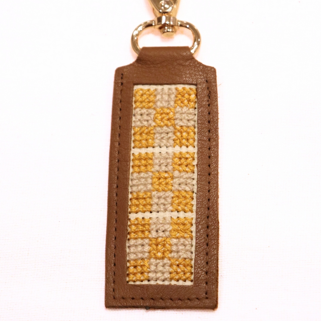 Genuine Leather Tatreez Key Ring- Handmade- Fair Trade