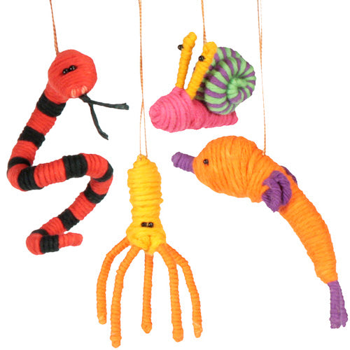 Decorative Ornaments- Recycled Cotton & Wire Sea Creatures-Coastal Holiday Ornaments
