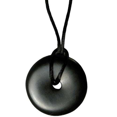 Hand-Carved Donut Shaped Pendant Made from Coal- Fair Trade
