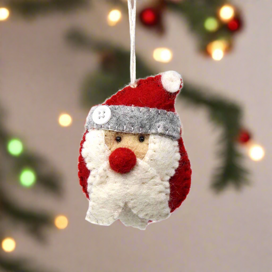 Adorno navideño de fieltro a mano: Papá Noel - Global Groove (H)