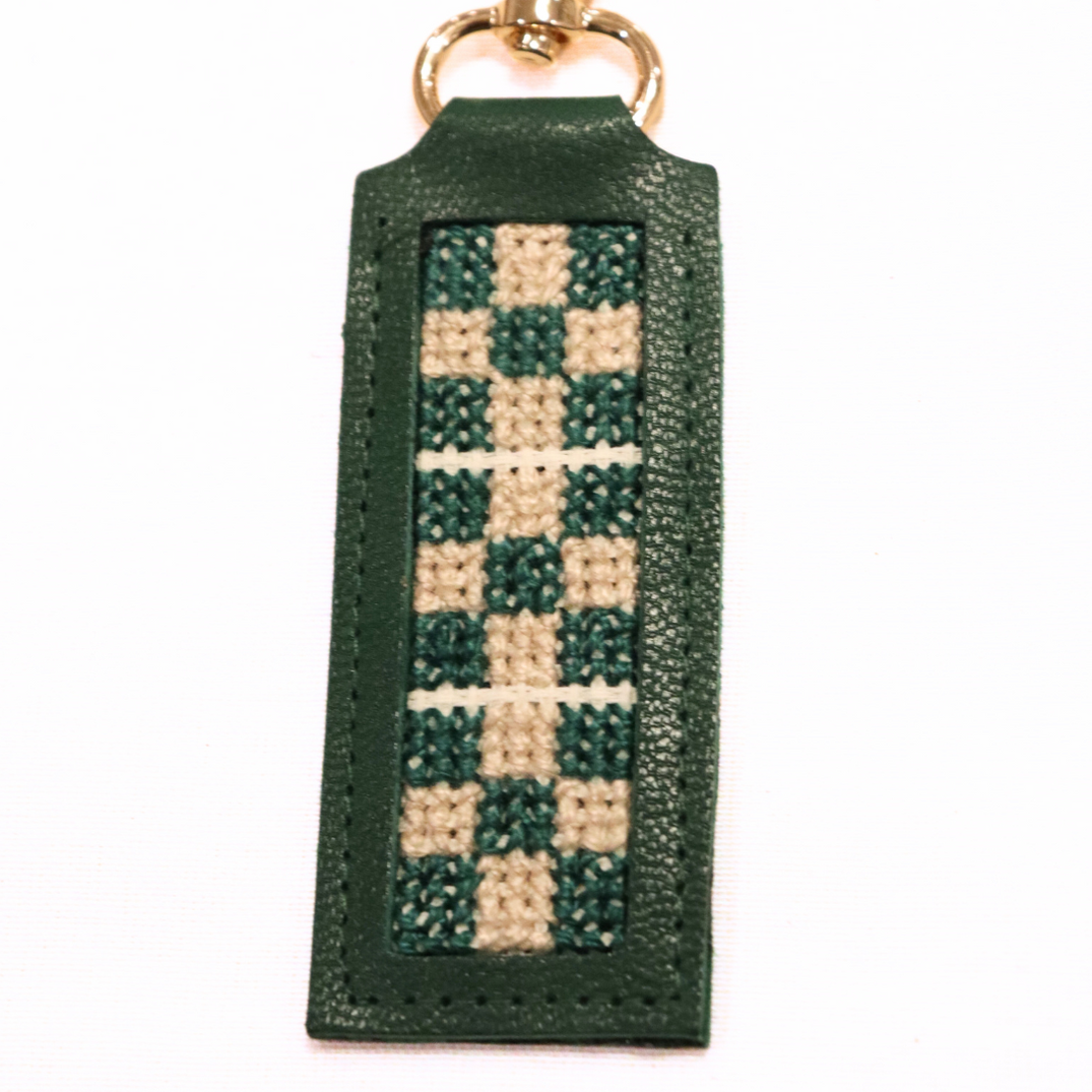 Genuine Leather Tatreez Key Ring- Handmade- Fair Trade