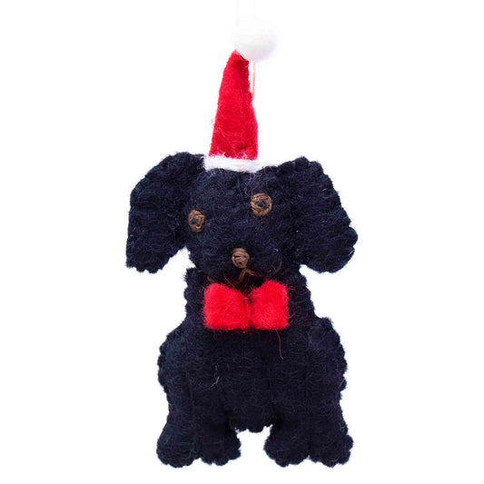 Black Labrador Santa Handmade Felt Ornaments, Set of 2