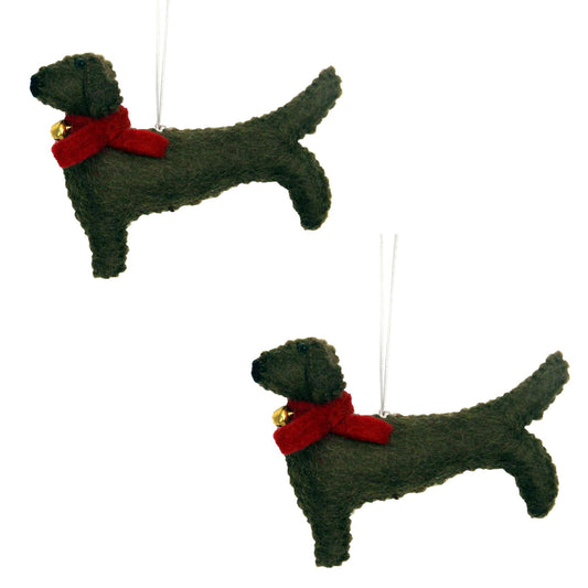 Handmade Felt Ornaments-Dachshund Dog - Set of 2
