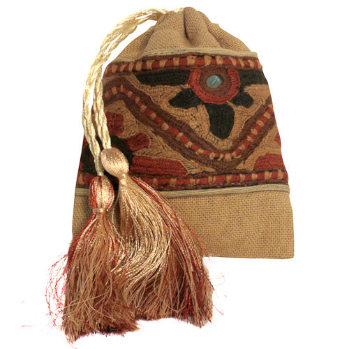 Hand-Crafted Embroidered Drawstring Pouches-Handbags-Fair Trade-Blues or Browns