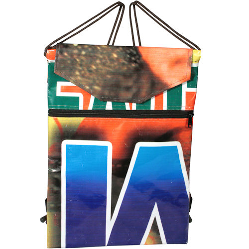 Upcycled Plastic Billboard Backpack- Handmade in India-Fair Trade
