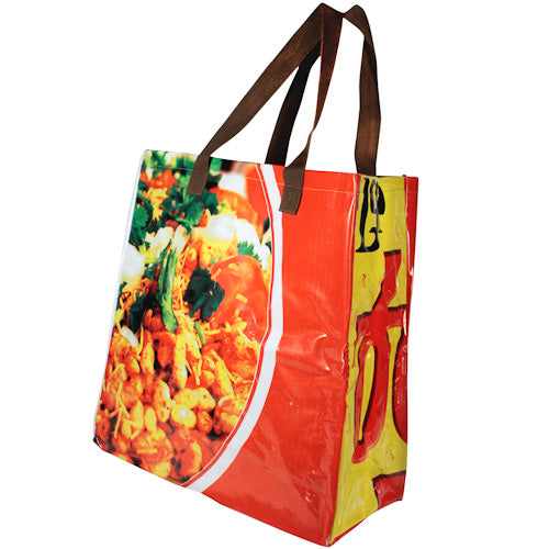 Shopping Tote Bag from Recycled Billboard Signs-Extra Lg-Fair Trade-India