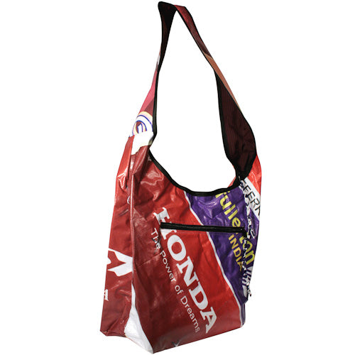 Hand-Crafted Shoulder Bag Made from Upcycled Plastic Billboards- Fair Trade-India