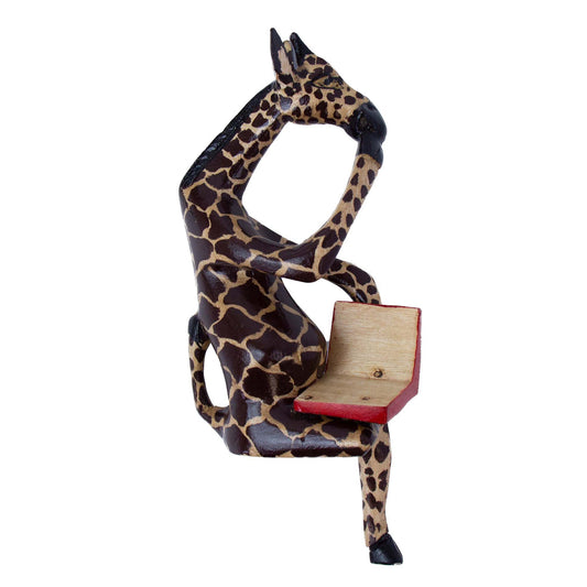Shelf Sitter-Thinking Giraffe-Hand-Carved Jacaranda Wood Sculpture-Kenya