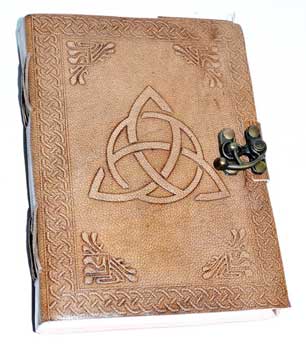 Handmade Leather Notebook with Latch -Embossed Triquetra-Lined Journal