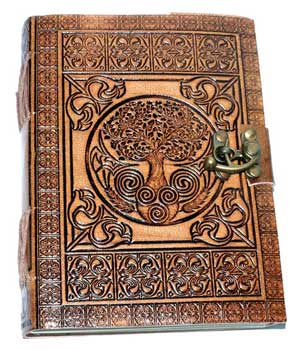 Tree of Life Embossed-Hand-tooled Leather Notebook-Journal w/Metal Latch- 5" x 7"