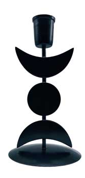 7" Triple Moon Phase Iron Taper Candle Holder -Black