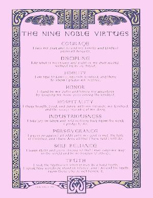 Póster de pergamino: Las nueve virtudes nobles 8,5" x 11"