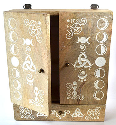 Wooden Moon Phases Decorative Wall Cabinet- 11 1/2"x 9 3/4"x 2 1/2"