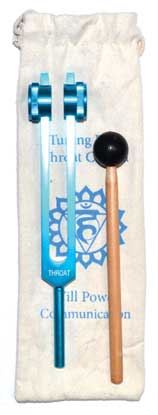 Tuning Fork for Throat Chakra-141.27 Hz- (light blue) w/ 7" Mallet