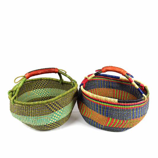 Hand-Woven Bolga Market Basket-Large- Mixed Colors -Fair Trade-Ghana
