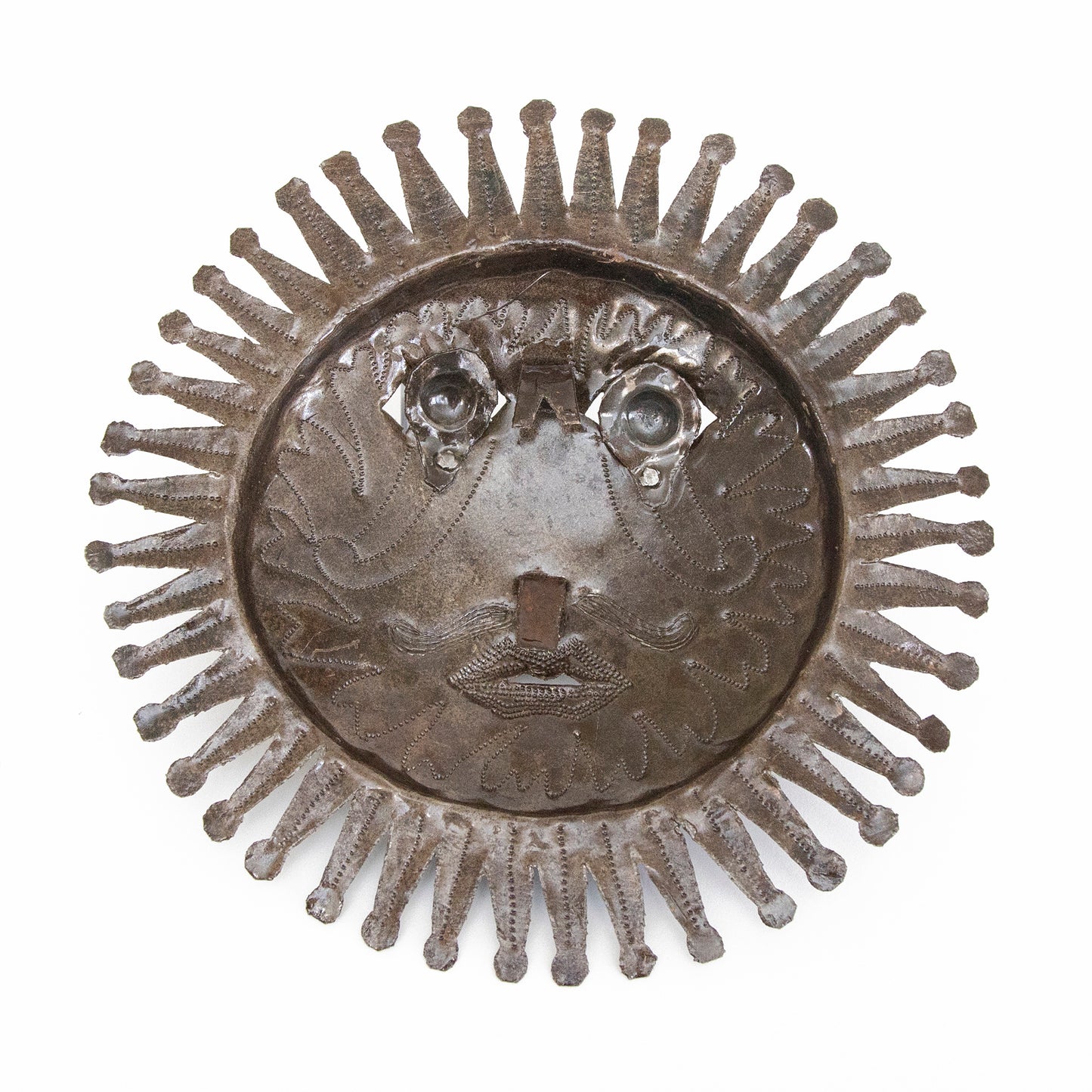 Cara de sol de tambor de acero de metal reciclado haitiano - 10" - Sin pintar