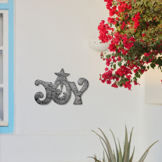 JOY Arte en metal con belén (11" x 8") - Croix des Bouquets