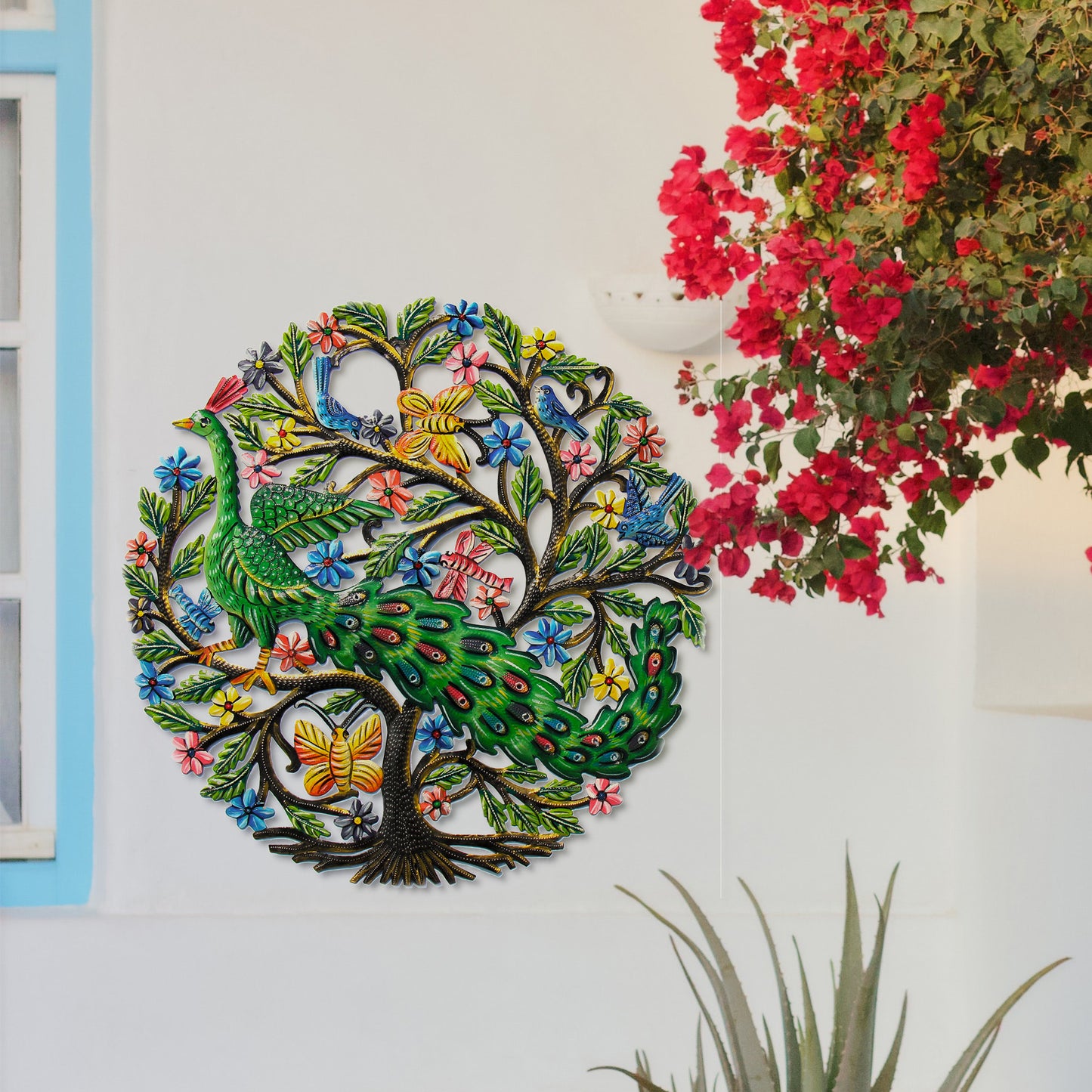 Peacock in Tree- Recycled Metal Drum Wall Art- Fair Trade- Haiti