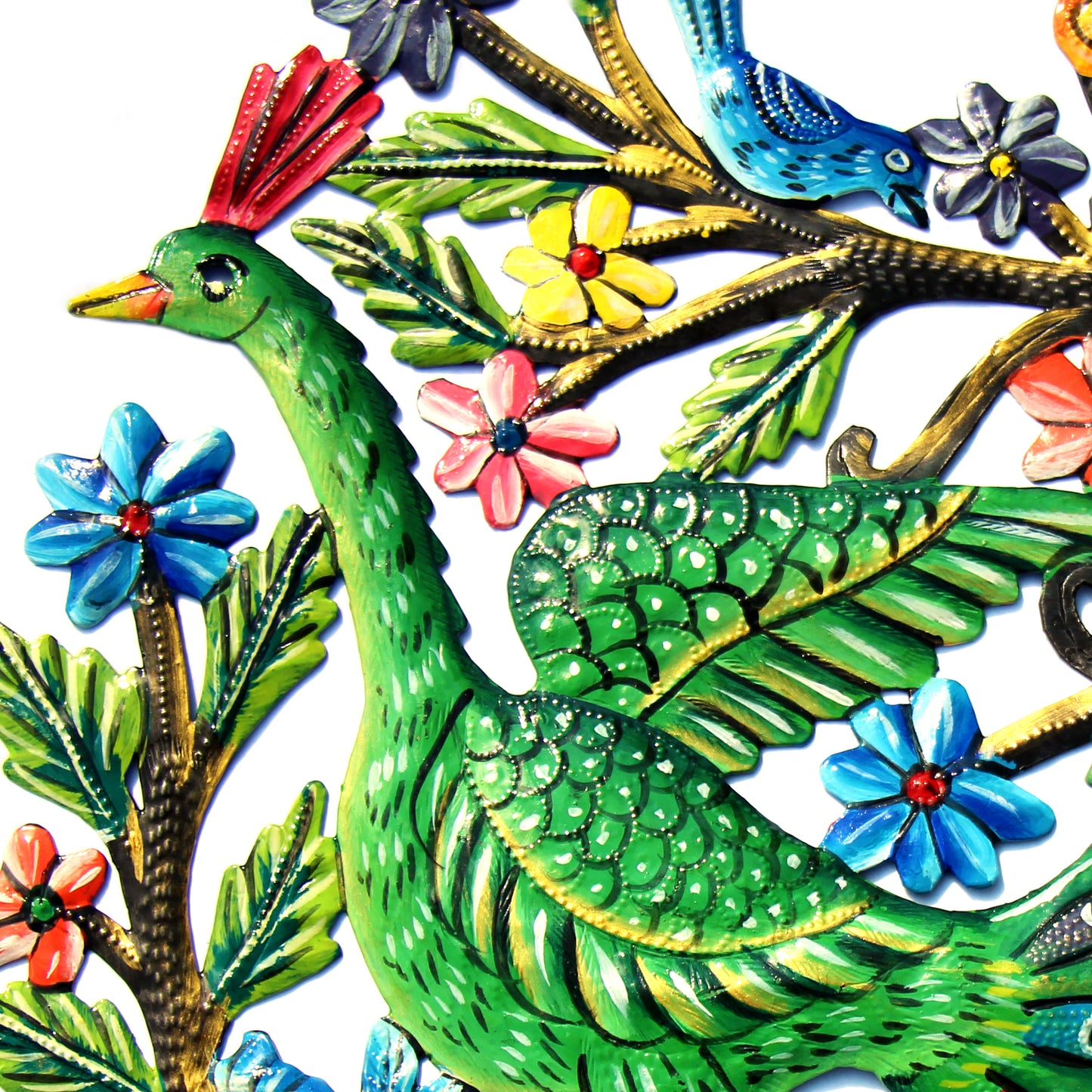 Peacock in Tree- Recycled Metal Drum Wall Art- Fair Trade- Haiti