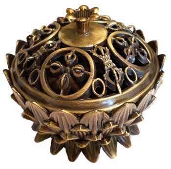 Antiqued Bronze Lotus Flower Incense Burner