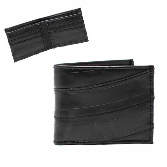 Cartera plegable con neumáticos reciclados para hombre - Negro