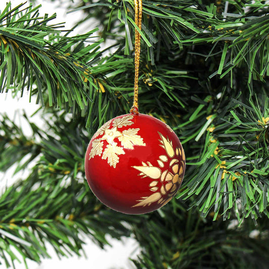 Adorno pintado a mano -Copos de nieve dorados